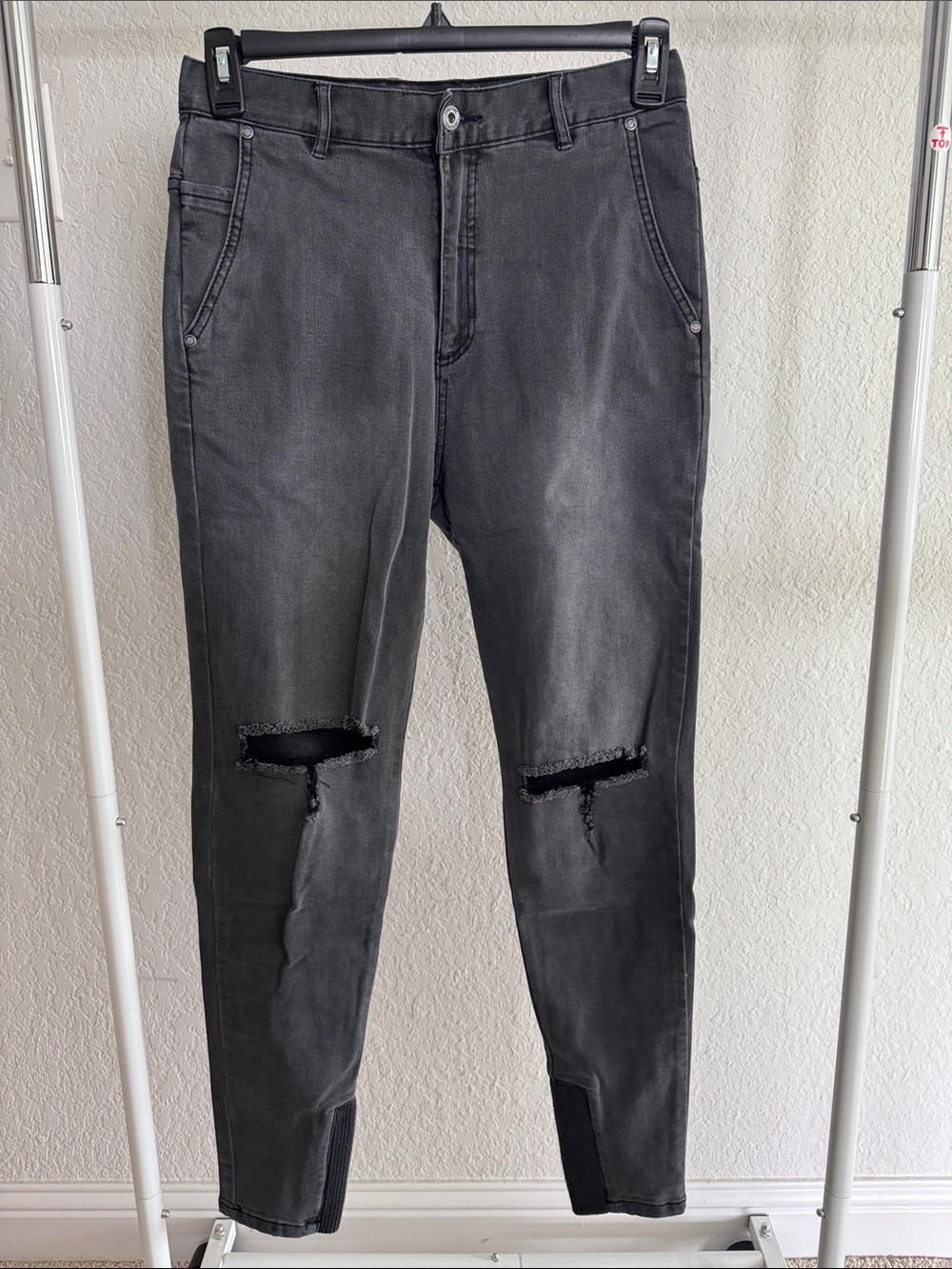 Zanerobe Charcoal Gray Slim Distressed Jeans